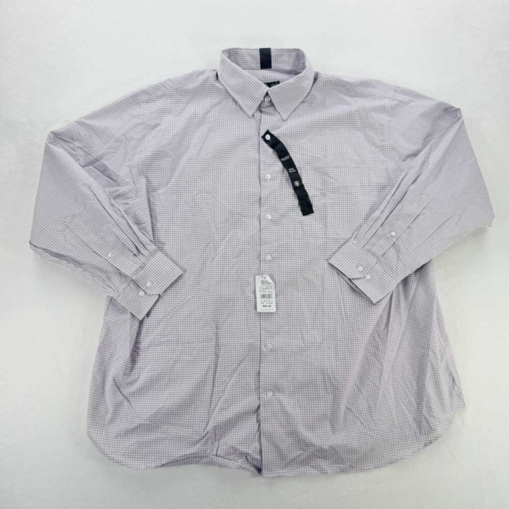 Oak Hill Shirt Mens 18.5 34/35 Blue Check Big Tall Non Iron Long Sleeve Dress